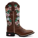 Bota Texana Feminina Contry Bordado Flores Silvestres