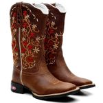 Bota Texana Feminina Bordado Flores Silvestres