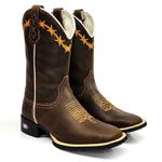 Bota Texana Rural Cano Longo Bordado Arame Farpado