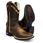 Bota Texana Rural Cano Longo Bordado Arame Farpado