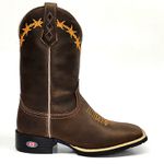 Bota Texana Rural Cano Longo Bordado Arame Farpado