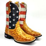 Bota Texana Bandeira USA Country Estilizada Avestruz - Americana 