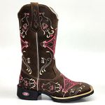 Bota Texana Feminina Cano Longo Bordado Arabesque 