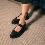 New Creeper Sapatilha Bico Fino Estilo Veggie Morticia Preto