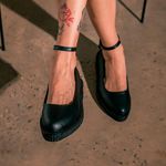 New Creeper Sapatilha Bico Fino Estilo Veggie Ofélia Preto