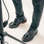 Sapato Colegial Inglês Estilo Veggie Verniz Preto