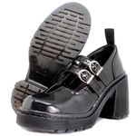Sapato Inglês Estilo Veggie Boneca Jane Jane Verniz Preto