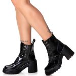 Coturno Plataforma Camélia Estilo Veggie Verniz Preto