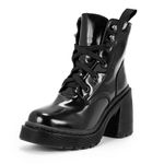 Coturno Plataforma Camélia Estilo Veggie Verniz Preto