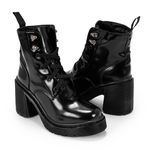 Coturno Plataforma Camélia Estilo Veggie Verniz Preto