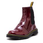 Bota Chelsea Estilo Veggie Verniz Vinho Baixa