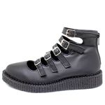 New Creeper Sapato Bico Fino Estilo Veggie Lolita Preto