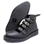 New Creeper Sapato Bico Fino Estilo Veggie Lolita Preto