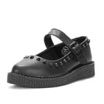 New Creeper Sapatilha Bico Fino Estilo Veggie Morticia Preto