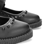 New Creeper Sapatilha Bico Fino Estilo Veggie Morticia Preto
