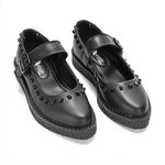 New Creeper Sapatilha Bico Fino Estilo Veggie Morticia Preto