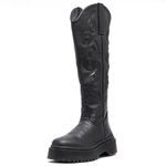 Coturno Estilo Inglês Cano longo Versalhes Preto