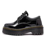 Sapato Colegial Inglês Estilo Veggie Verniz Preto