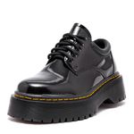 Sapato Colegial Inglês Estilo Veggie Verniz Preto