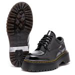 Sapato Colegial Inglês Estilo Veggie Verniz Preto
