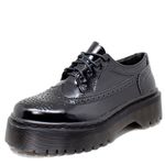 Sapato Oxford Estilo Veggie Greta Verniz Preto All Black