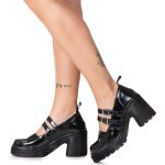 Sapato Inglês Estilo Veggie Boneca Jane Jane Verniz Preto