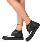 New Creeper Bico Fino Cagliari Estilo Veggie Preto Branco