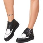 New Creeper Bico Fino Cagliari Estilo Veggie Preto Branco