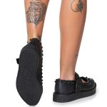 New Creeper Sapatilha Bico Fino Estilo Veggie Morticia Preto