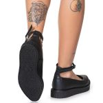 New Creeper Sapatilha Bico Fino Estilo Veggie Ofélia Preto