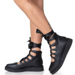 New Creeper Sapatilha Bico Fino Estilo Veggie Margarida Preto