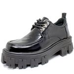 Sapato Tratorado Estilo Veggie Verniz Croco Fiorenze Preto