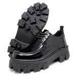 Sapato Tratorado Estilo Veggie Verniz Croco Fiorenze Preto