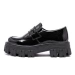 Sapato Mocassim Tratorado Briggite Estilo Veggie Verniz Preto