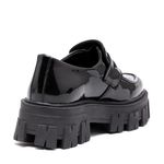 Sapato Mocassim Tratorado Briggite Estilo Veggie Verniz Preto