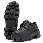 Sapato Oxford Tratorado Estilo Veggie Rolly Preto