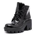 Bota Cano Curto Estilo Veggie Susan Verniz Preto