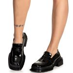 Sapato Mocassim Cano Canelado Sevilha Verniz Preto