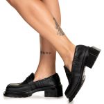 Sapato Mocassim Cano Canelado Sevilha Preto