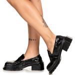 Sapato Mocassim Cano Canelado Sevilha Verniz Molhado Preto