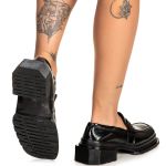 Sapato Mocassim Cano Canelado Sevilha Verniz Molhado Preto