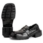 Sapato Mocassim Cano Canelado Sevilha Verniz Molhado Preto