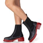Bota Chelsea Montero Preto Solado Vermelho