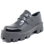 Sapato Mocassim Tratorado Briggite Estilo Veggie Verniz Preto