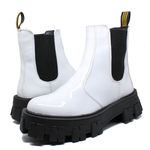 Bota Tratorada Meggie Chelsea Estilo Veggie Verniz Branco