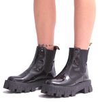 Bota Tratorada Meggie Chelsea Estilo Veggie Verniz Preto