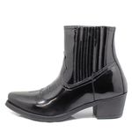 Bota Chelsea Cano Baixo Texana Estilo Veggie Verniz Preto