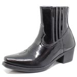 Bota Chelsea Cano Baixo Texana Estilo Veggie Verniz Preto