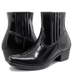 Bota Chelsea Cano Baixo Texana Estilo Veggie Verniz Preto