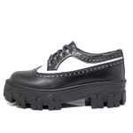 Sapato Oxford Tratorado Estilo Veggie Rolly Preto/Branco